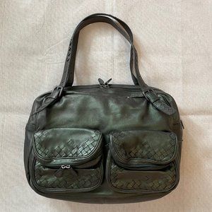 Bottega Veneta Two-Pocket Shoulder/Tote Handbag, Iridescent Dark Green